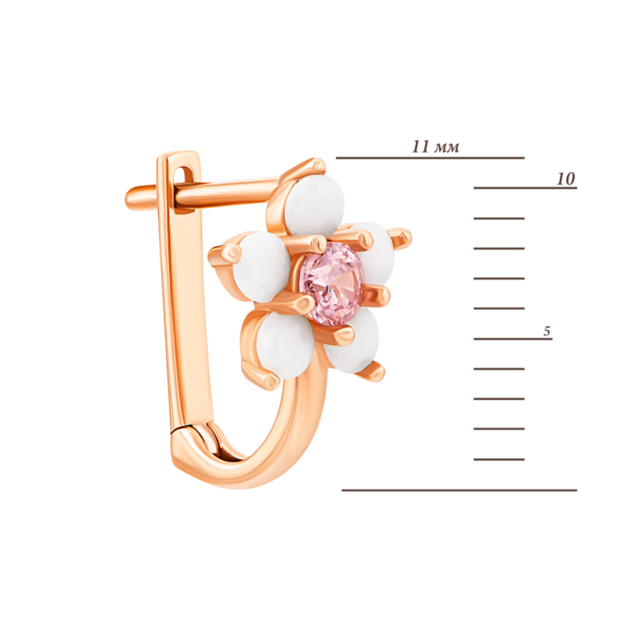 Золоті сережки Квіти з фіанітами.Артикул UG52011014701