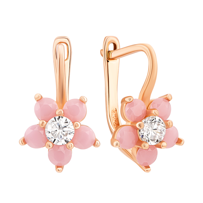 Золоті сережки Квіти з фіанітами.Артикул UG52011014901