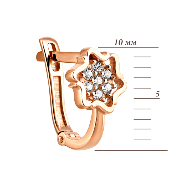 Золоті сережки Квіти з фіанітами.Артикул UG5210811