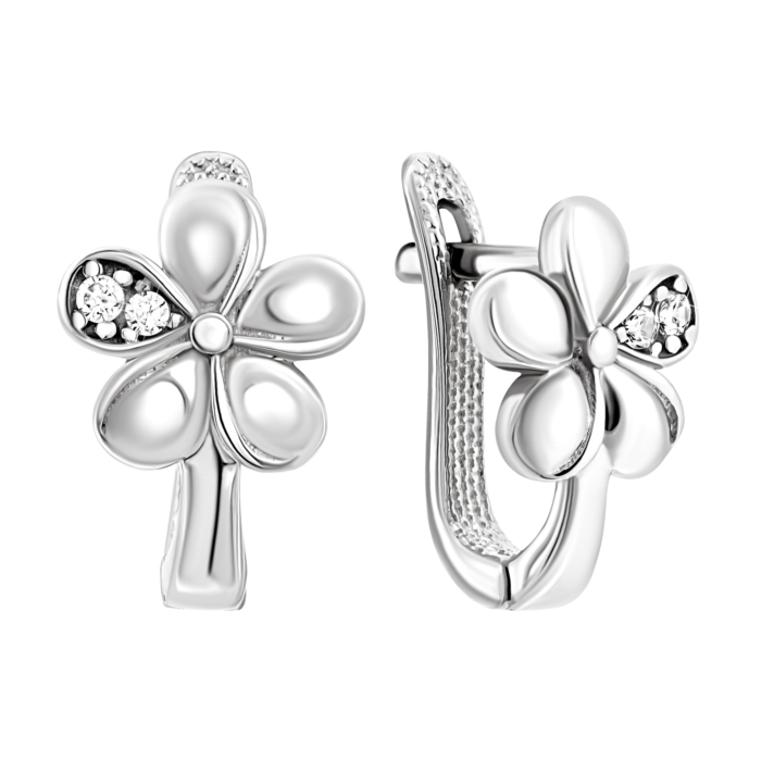 Золоті сережки Квіти з фіанітами.Артикул UG52111013502