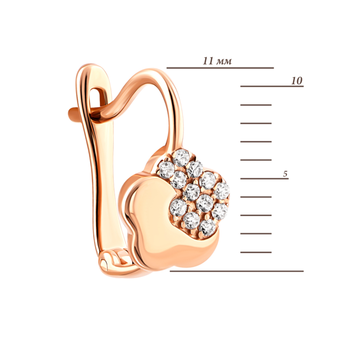 Золотые серьги Цветы с фианитами.Артикул UG5с127