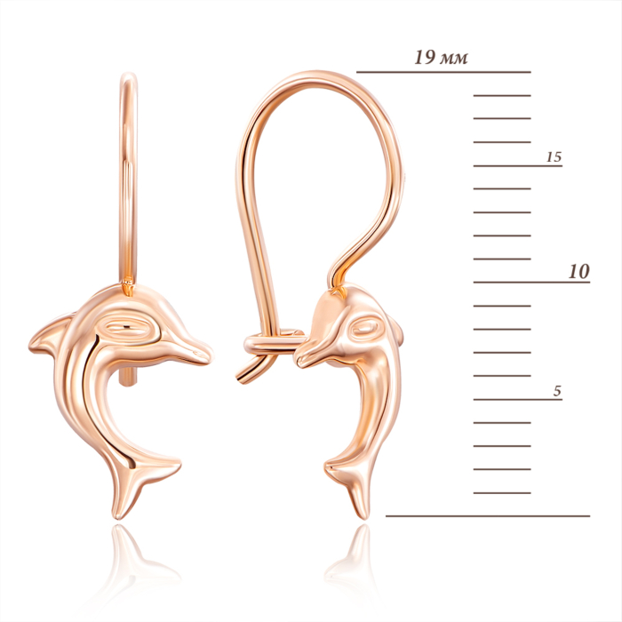 Золотые серьги «Дельфины». Артикул 02959