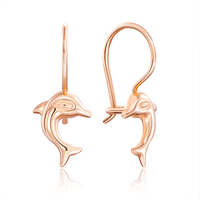 Золотые серьги «Дельфины». Артикул 02959