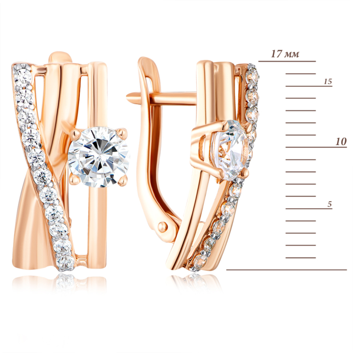 Золоті сережки з фіанітами. Артикул 22617/01/1/80