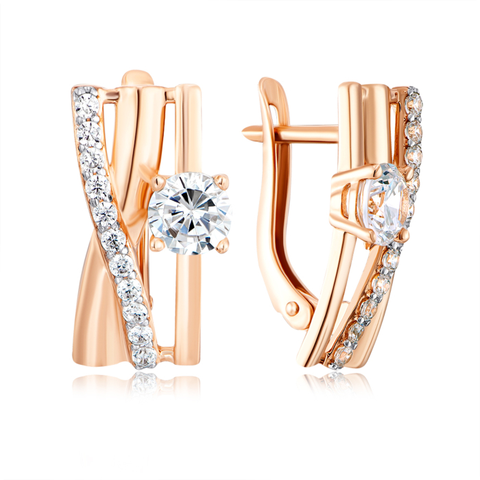 Золоті сережки з фіанітами. Артикул 22617/01/1/80