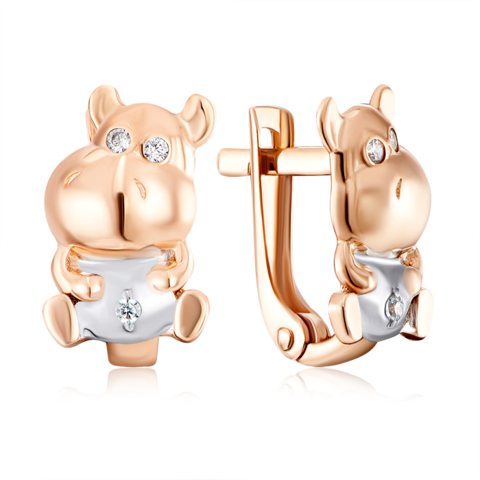 Золоті сережки з фіанітами. Артикул 22635/01/1/1