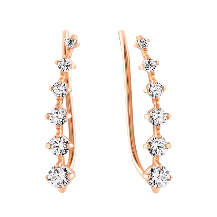 Золоті сережки-кафи з фіанітами.Артикул UG521/0132/00/01/01