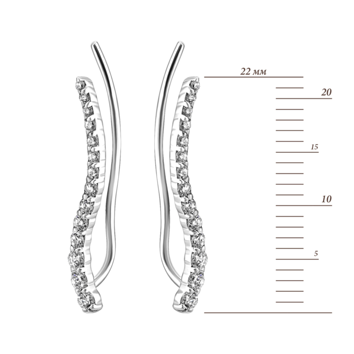 Золотые серьги-каффы с фианитами.Артикул UG5210139110201