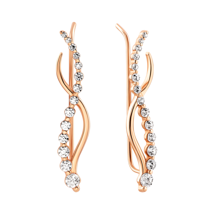 Золотые серьги-каффы с фианитами.Артикул UG5210922710101