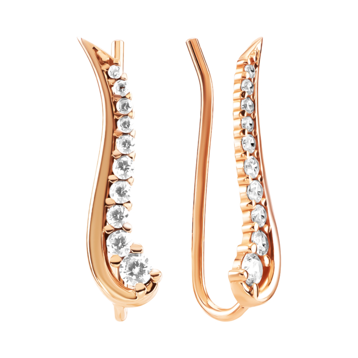 Золотые серьги-каффы с фианитами. Артикул UG52111038001