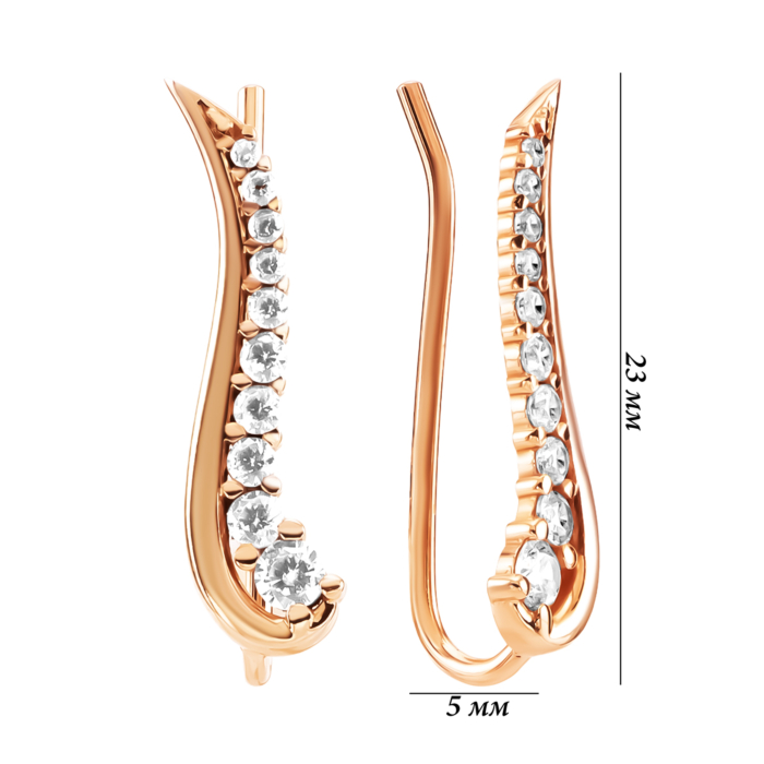Золотые серьги-каффы с фианитами. Артикул UG52111038001