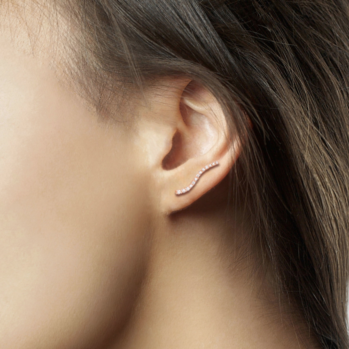 Золотые серьги-каффы с фианитами. Артикул 21803/01/0/75