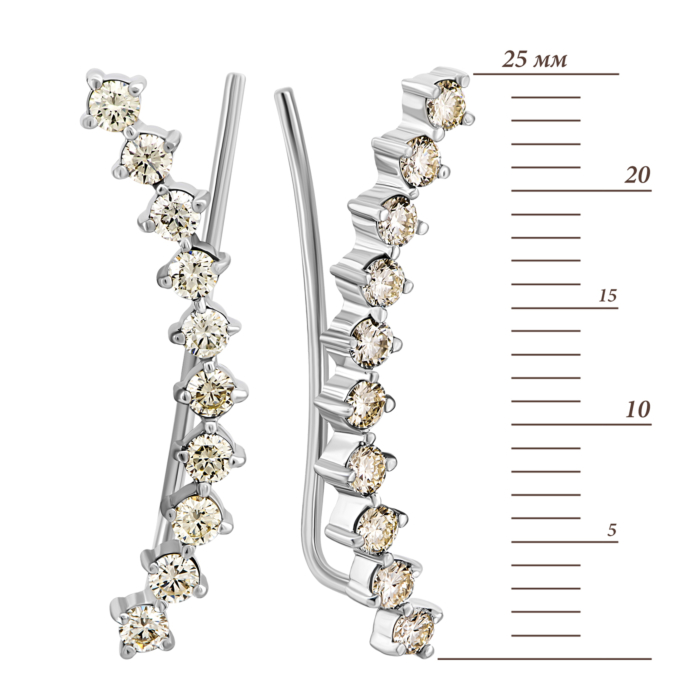 Золотые серьги-каффы с бриллиантами.Артикул UG5WB3.46Б