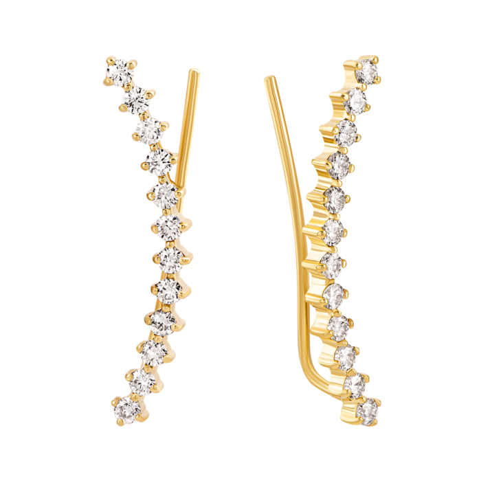 Золоті сережки-кафи з діамантами.Артикул UG5WB3.47Ж