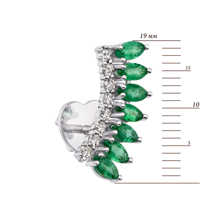 Золоті сережки-кафи зі смарагдом і діамантами (53836/02/1/8547)