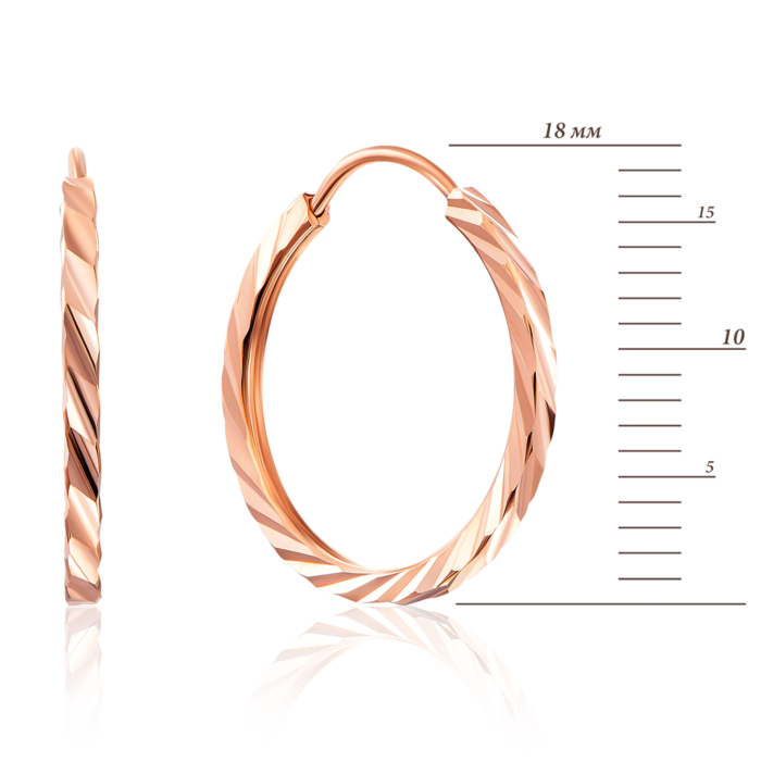 Золоті сережки-конго з алмазною гранню. Артикул 20810/1