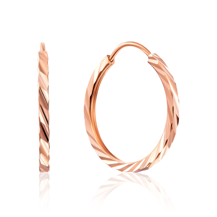 Золоті сережки-конго з алмазною гранню. Артикул 20810/1