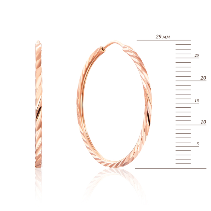 Золоті сережки-конго з алмазною гранню. Артикул 20810/3