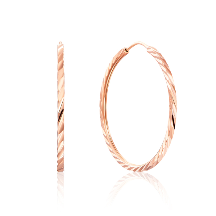 Золоті сережки-конго з алмазною гранню. Артикул 20810/3