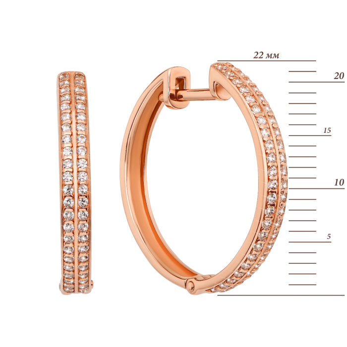 Золотые серьги-конго с фианитами (21822-2.3/01/0/1)