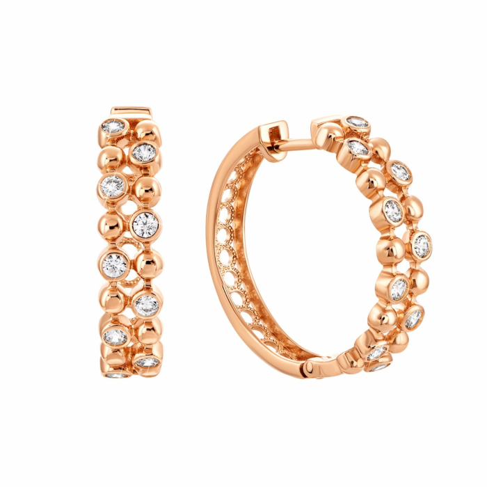 Золоті сережки-конго з фіанітами . Артикул UG522691/01/0/17