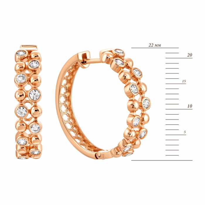 Золоті сережки-конго з фіанітами . Артикул UG522691/01/0/17