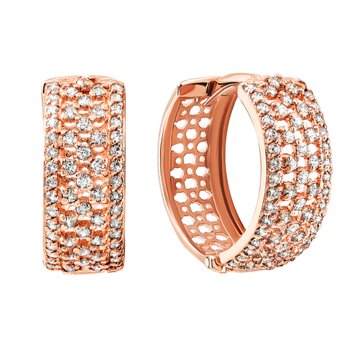 Золоті сережки-конго з фіанітами. Артикул UG5С2013