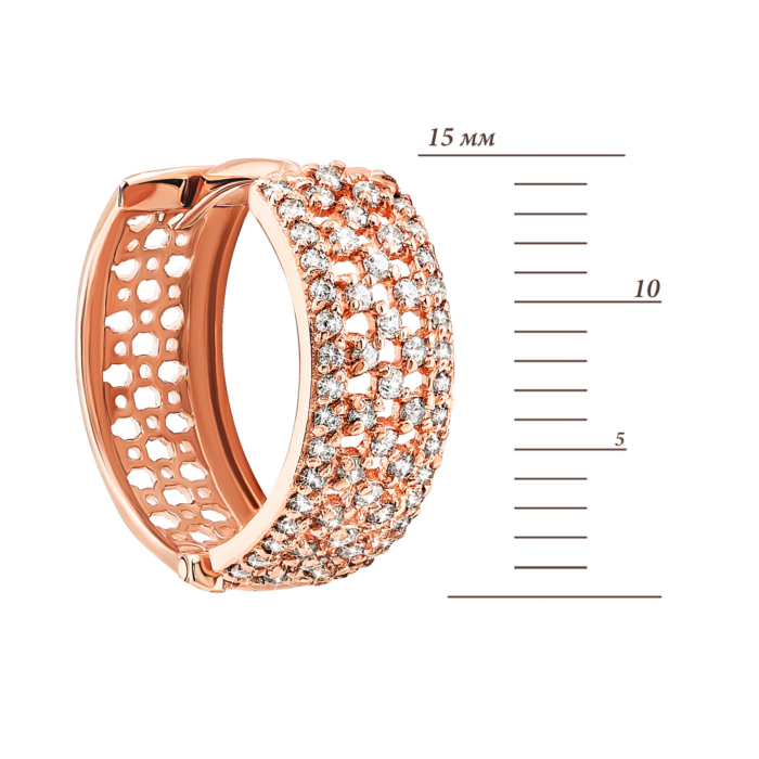 Золоті сережки-конго з фіанітами. Артикул UG5С2013