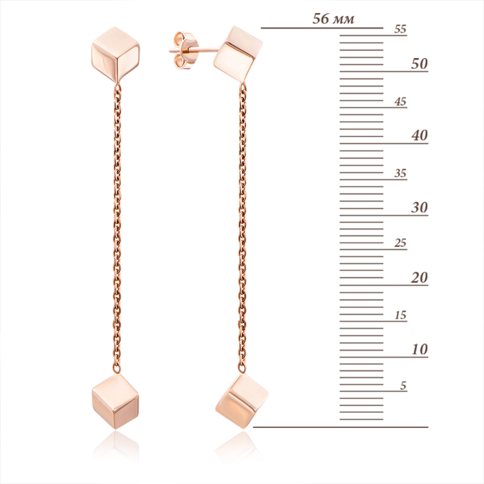 Золотые серьги «Кубик» без вставки. Артикул 02991/01/0