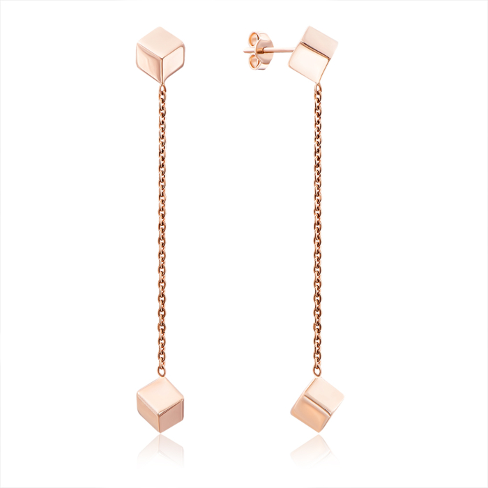 Золотые серьги «Кубик» без вставки. Артикул 02991/01/0