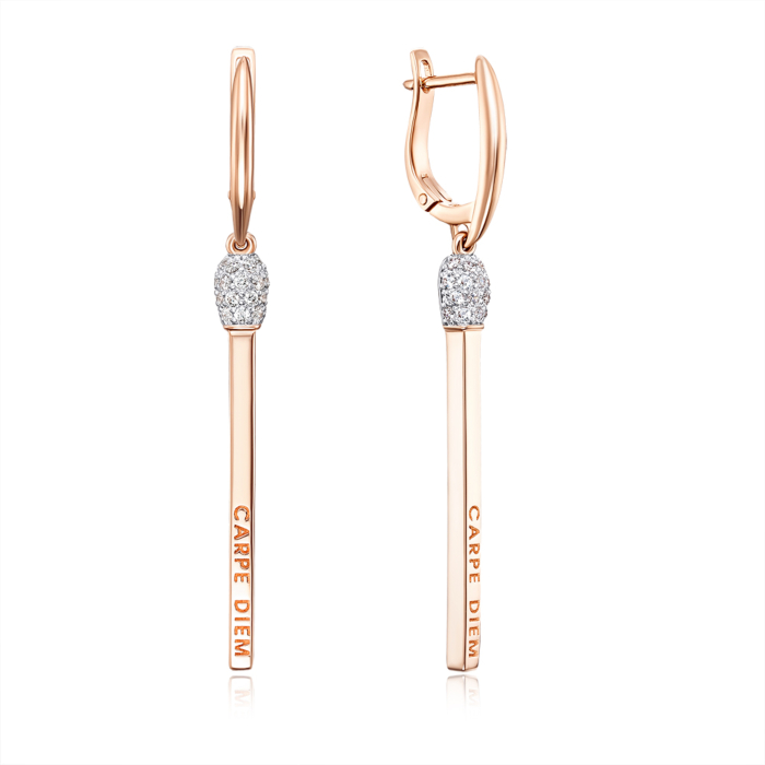 Золотые серьги «Лови момент» с фианитами. Артикул 22274/01/1/13