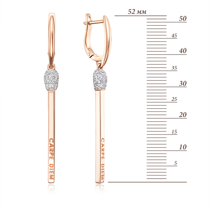 Золотые серьги «Лови момент» с фианитами. Артикул 22274/01/1/13