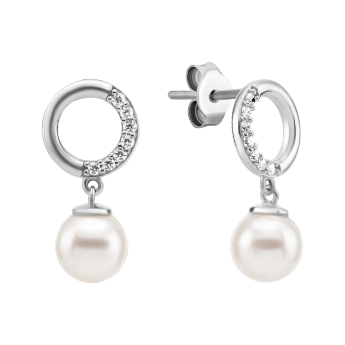 Золотые серьги-подвески с жемчугом. Артикул UG52/50/514