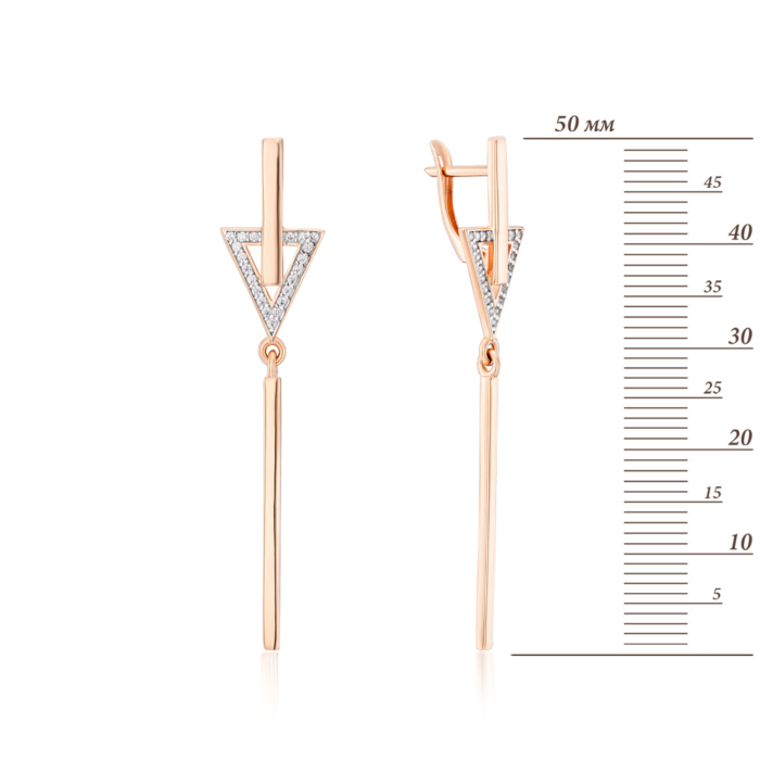 Золоті сережки-підвіски з фіанітами. Артикул 22643/01/1/1