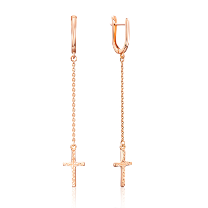 Золотые серьги-подвески без вставки. Артикул 02604/01/2