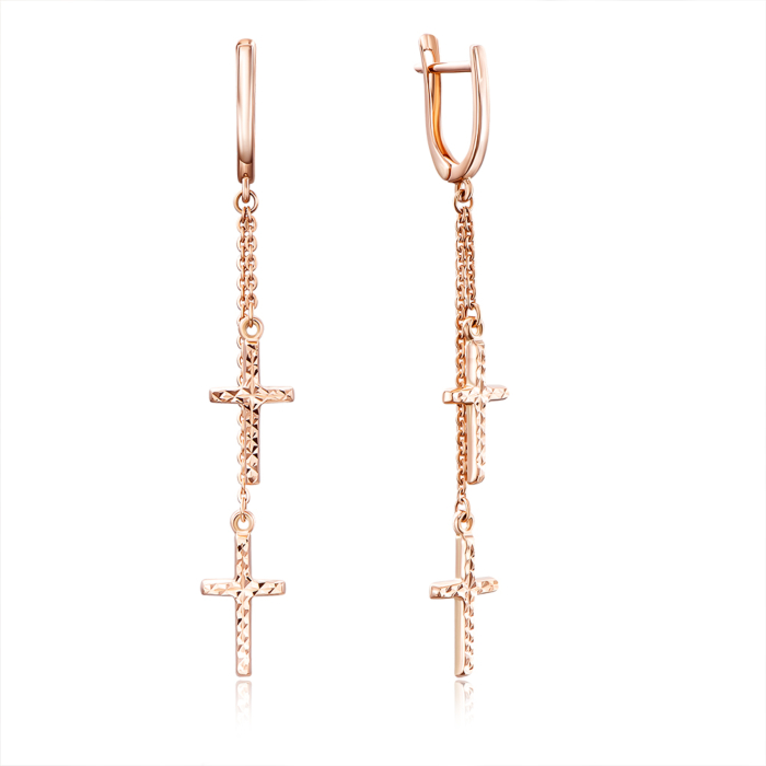 Золотые серьги-подвески без вставки. Артикул 02607/01/2