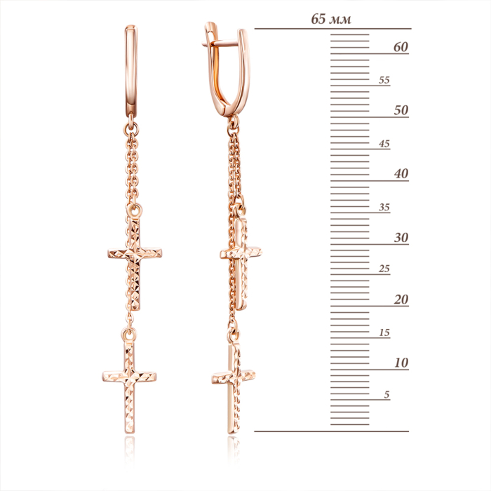 Золотые серьги-подвески без вставки. Артикул 02607/01/2