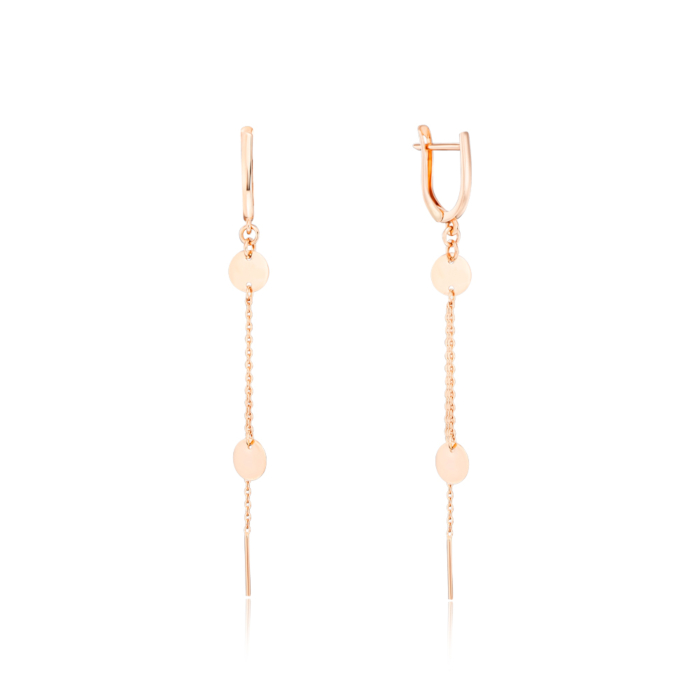 Золоті сережки-підвіски без вставки. Артикул 02728/01/0