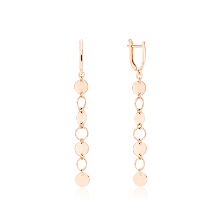 Золотые серьги-подвески без вставки. Артикул 02732/01/0