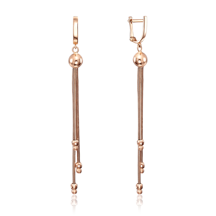 Золоті сережки-підвіски без вставки. Артикул 02881/01/0