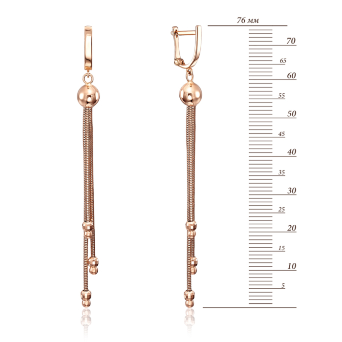 Золоті сережки-підвіски без вставки. Артикул 02881/01/0