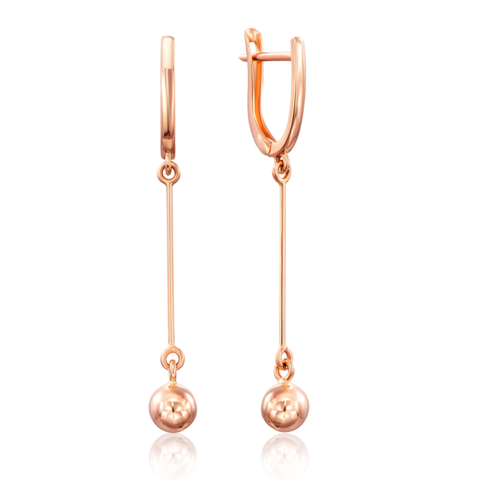 Золотые серьги-подвески без вставки. Артикул 02963/01/0