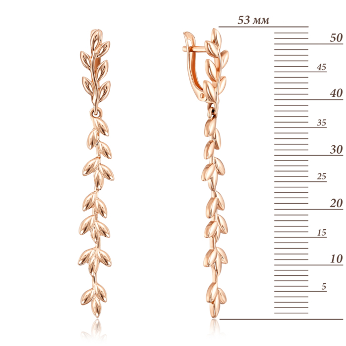 Золоті сережки-підвіски без вставки. Артикул 22189/01/0