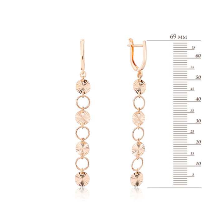 Золоті сережки-підвіски з алмазною гранню. Артикул 02733/01/2