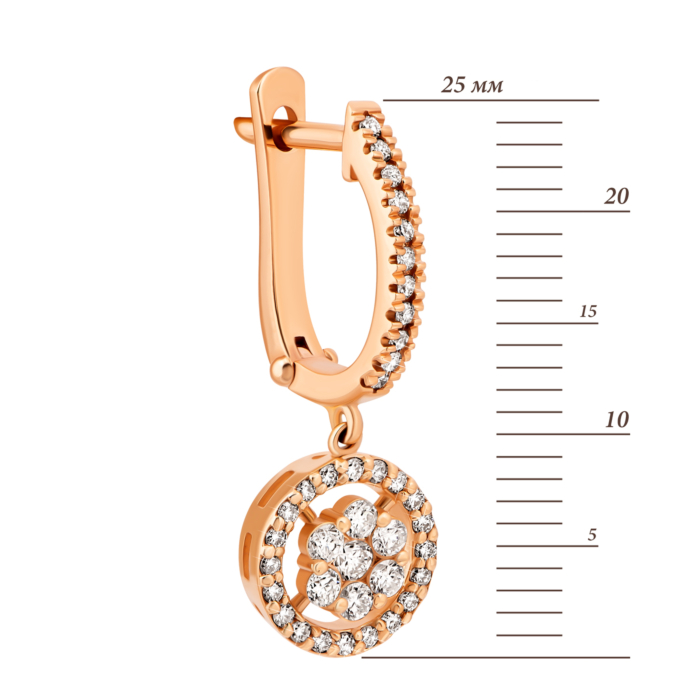 Золоті сережки-підвіски з діамантами.Артикул UG52111511801