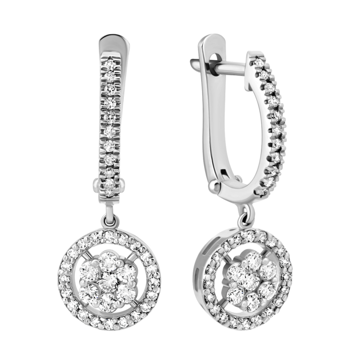 Золоті сережки-підвіски з діамантами.Артикул UG52111511802