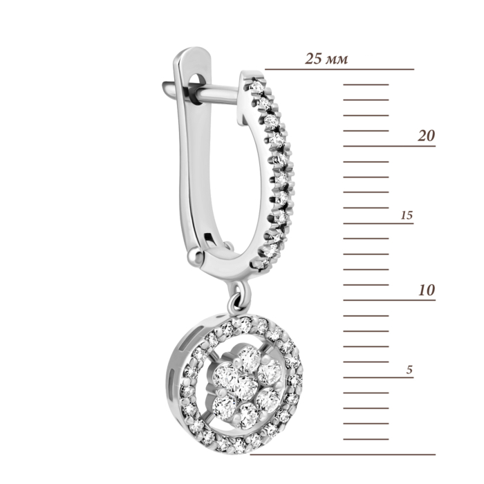 Золоті сережки-підвіски з діамантами.Артикул UG52111511802