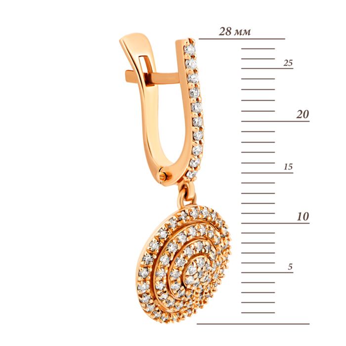 Золотые серьги-подвески с бриллиантами.Артикул UG52111512301 бр