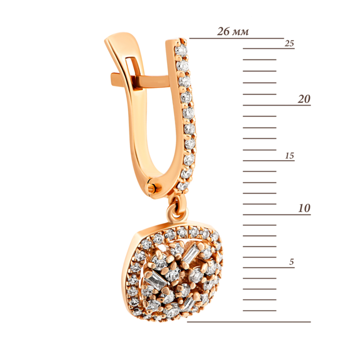Золоті сережки-підвіски з діамантами.Артикул UG5111512401 бр