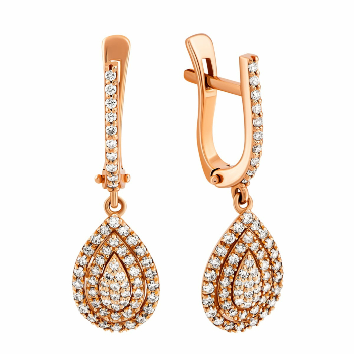 Золотые серьги-подвески с бриллиантами. Артикул UG52111512901 бр